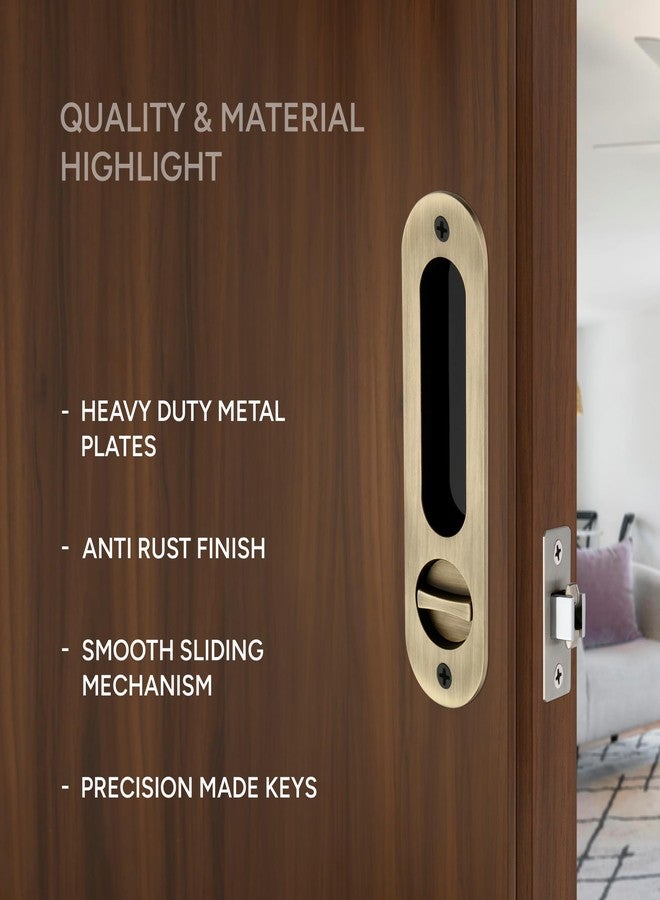 LAPO Sliding Door Lock | Zinc Alloy | Premium Antique Black Finish | Fits 35mm-50mm Door Thickness | Heavy Duty Handle with Privacy Lock for Wooden & Metal Sliding Doors | Home & Office Use - Image 3